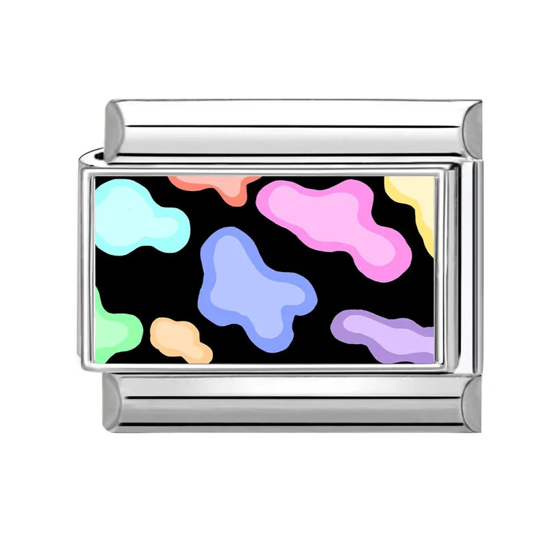 2026 Original Y2K Colorful Loving Heart Grid Flower Italian Charm Links Fit 9mm Stainless Steel Bracelet Women DIY Making Gift Qme Style 8