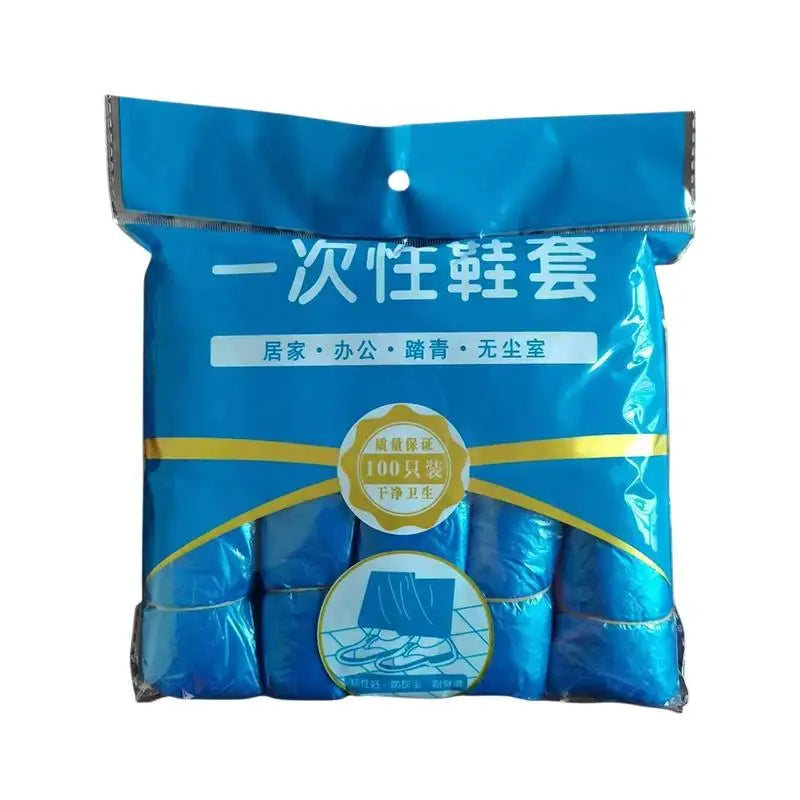 100 Disposable Shoe Covers Waterproof Non Slip Household Cleaning Qme Blue one size