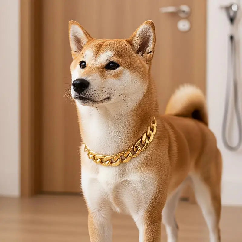 Dog Chain Cuban Collar Walking Metal Chain Collar With Design Secure Buckle Pet Cat Cuban Collar Jewelry Accessories Qme