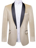 Men's Champagne Shawl Lapel Blazer, Single Breasted Formal Tuxedo Jacket Prom Wedding Dinner Business Suit Coat Satin Collar Qme DPT-XX-0017 S