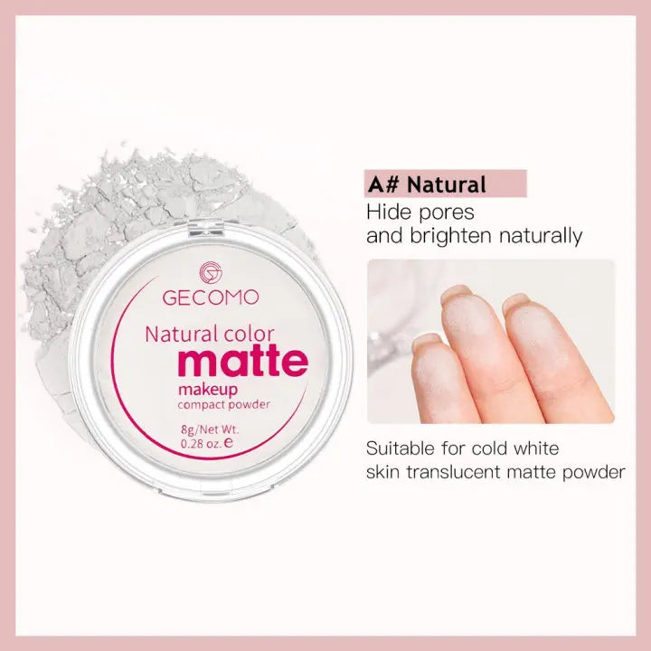 GECOMO Mattifying Compact Powder 12H Long Last Oil Control Silky Matt Makeup Setting Powder Translucent For All Skin Tones Qme 211008-A