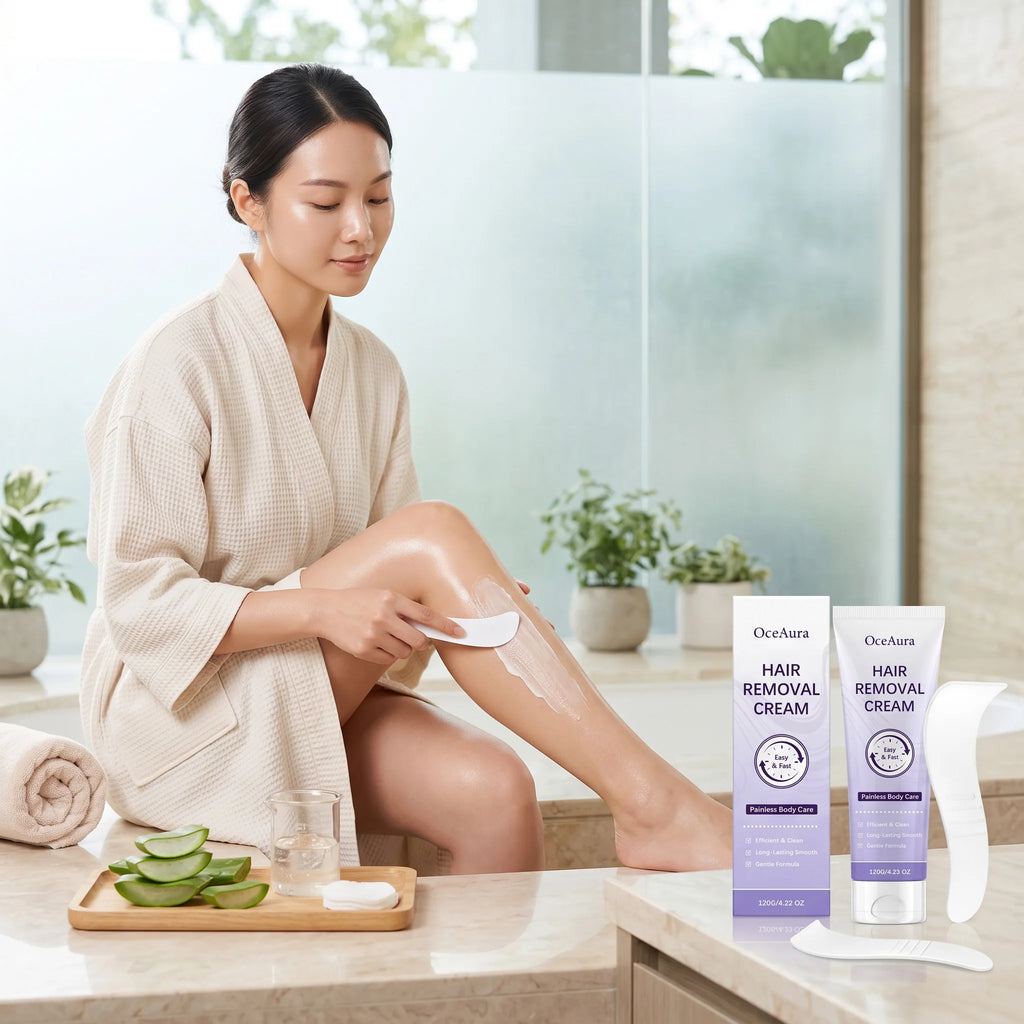 OceAura Hair Removal Cream for Underarm Leg Arm Body Hairs Growth Inhibits Painless Calm Redness Aloe Hydrating Depilatory Cream Qme