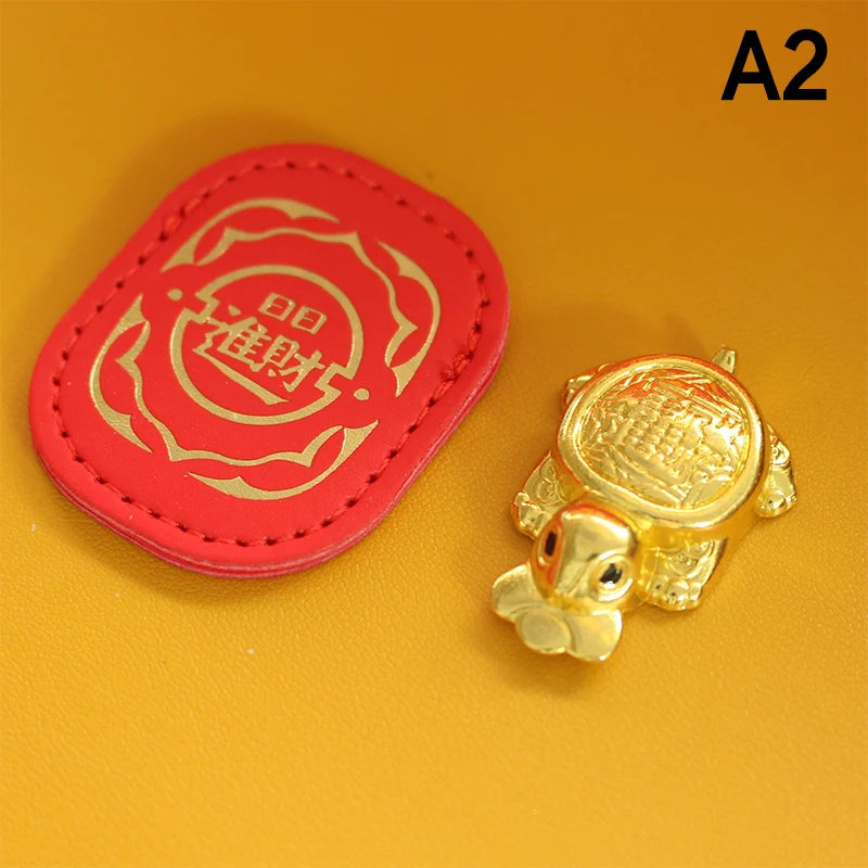 Fengshui Lucky Turtle Wallet Charm Money-biting Turtle Ornaments Decor With "Daily Wealth" For Longevity Financial Protection Qme A2