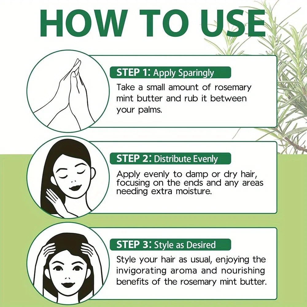 GZE Rosemary Mint Hair & Strong Roots Butter - Natural Hair Growth & Damage Repair Treatment for Stronger, Healthier Hair Qme