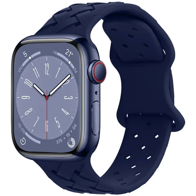 Strap for Apple Watch Band Ultra 49mm 44mm 40mm 45 Mm 41mm 38mm 42mm Sport Silicone Woven Loop Bracelet IWatch Series 8 7 6 3 Qme Navy blue 38 40 41mm