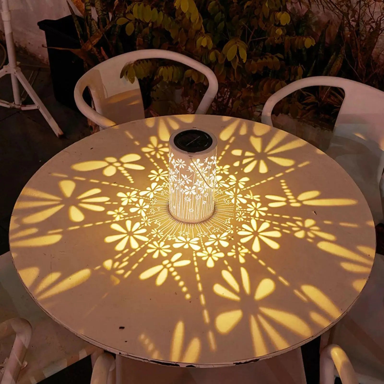 Solar Hangings Lantern Colorful Metal Flower Lamps Lights Outdoor Qme