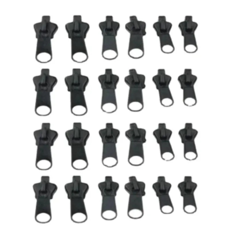 24pcs Black Instant Zipper Universal Instant Fix Zipper Repair Kit Replacement Zip Slider Teeth Rescue New Design for DIY Sewing Qme 24pcs black