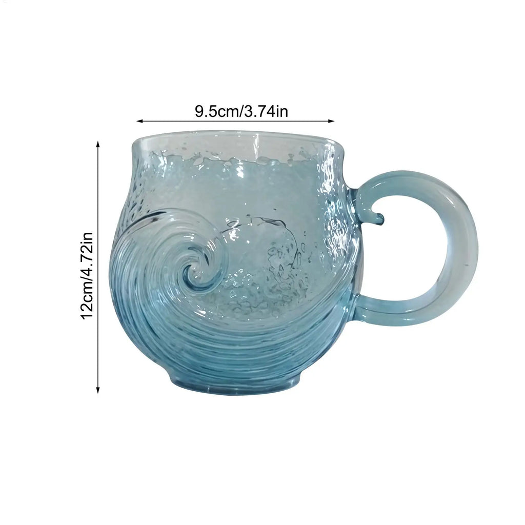 Glass Mugs Handles Safe Reusable Drinkware Blue Water Cup Novelty Tea Qme