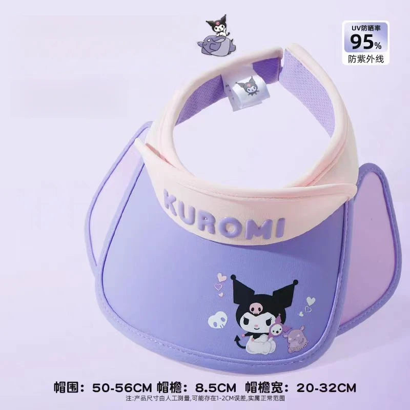 Hello Kitty Kuromi Sun Protection Hat New Spring/Summer Sun Hat Student Sun Hat Open-Top Wide-Brim Hat Qme hangna-8
