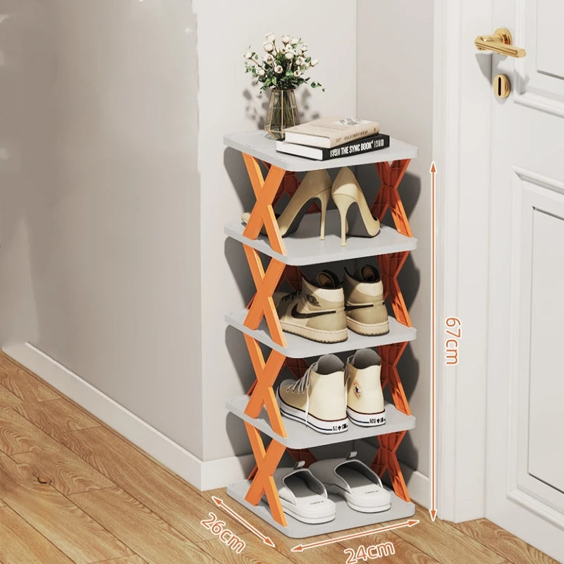 Multifunctional Shoe Cabinets Free Splicing Storage Rack Detachable Shoe Storage Saving Space Household Door Shoe Organizer Rack Qme 5th orange