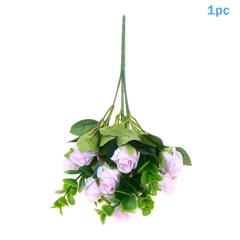Artificial Silk Rose Bouquet - Add Timeless Beauty to Your Wedding, Home or Holiday Decor with These Lifelike Fake Roses Qme Light purple 1pcs