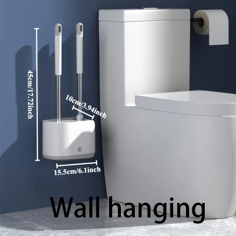 Toilet brush set Toilet brush TPR soft hair long handle creative home toilet one drag two silicone Qme