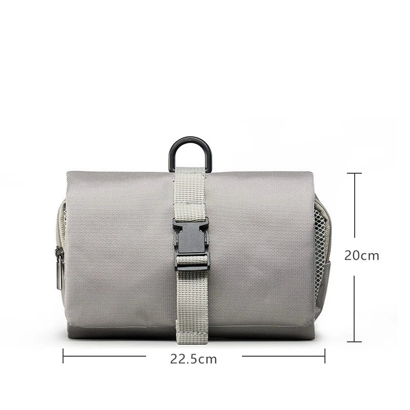 Large Capacity Japanese Folding Toiletry Bag Hook Travel Toiletries Qme Gray L