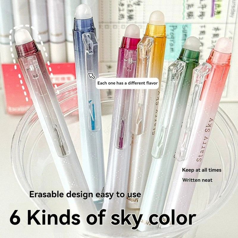 Glitter Gel Pens, 6 Colors Glitter Erasable Pens 0.7MM Fine Tip Colored Gel Marker for Drawing Art , Scrapbook, Journaling Qme