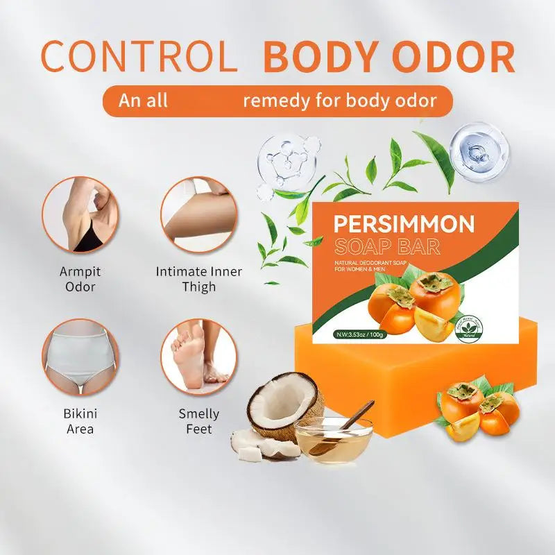 Persimmon Soap Bar Body Odor Removal Handmade Green Tea Face Wash Qme