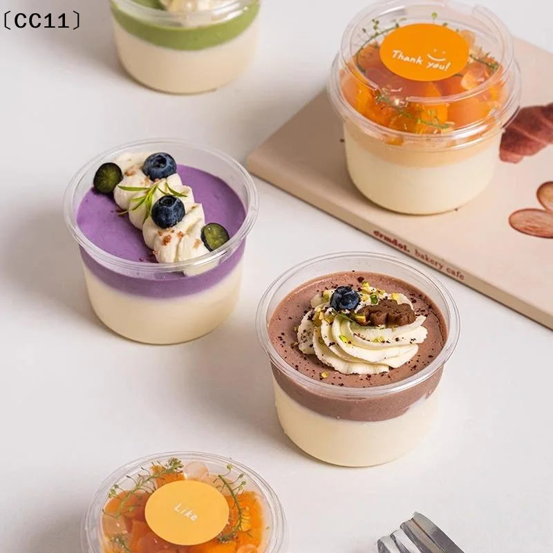 Clear Plastic Cups Disposable Mousse Dessert Box Lid Acrylic Food Qme