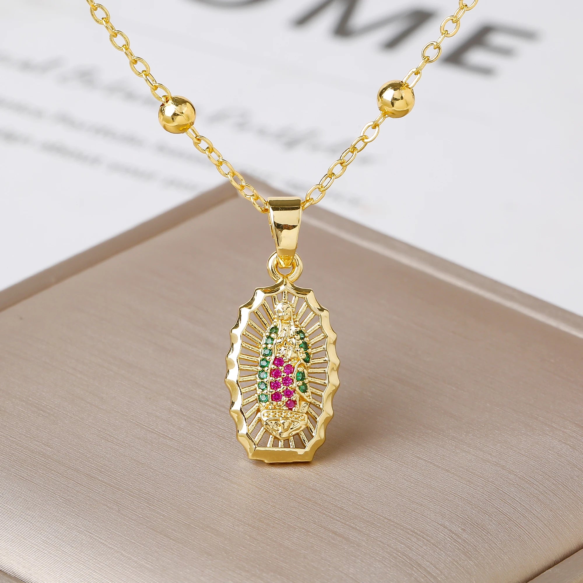 New Fashion Round Rotating St. Benedict Zirconia Pendant Necklace—Lucky for Women's Party Gold/Rose Gold Jewelry Amulet Gift Qme 2