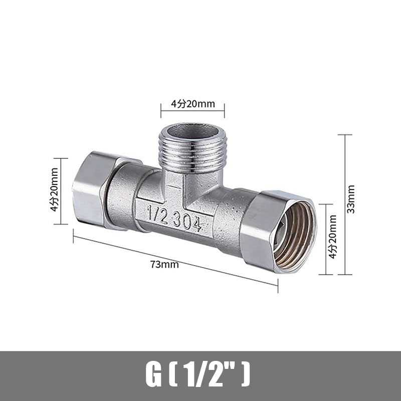 Bath Bidet Sprayer Shower Stainless Steel T Adapter G1 2 T-valve Qme A7
