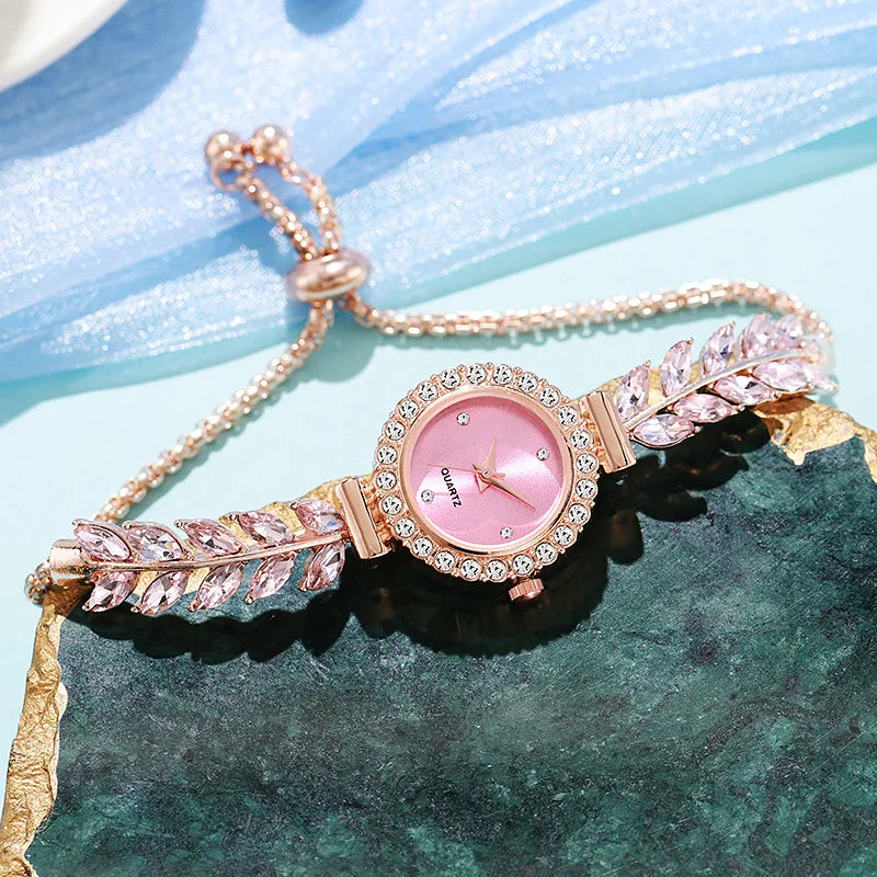 Pulseira feminina relógios senhoras moda relógio de pulso de quartzo redondo mini relógio feminino presentes para mulher Qme Pink