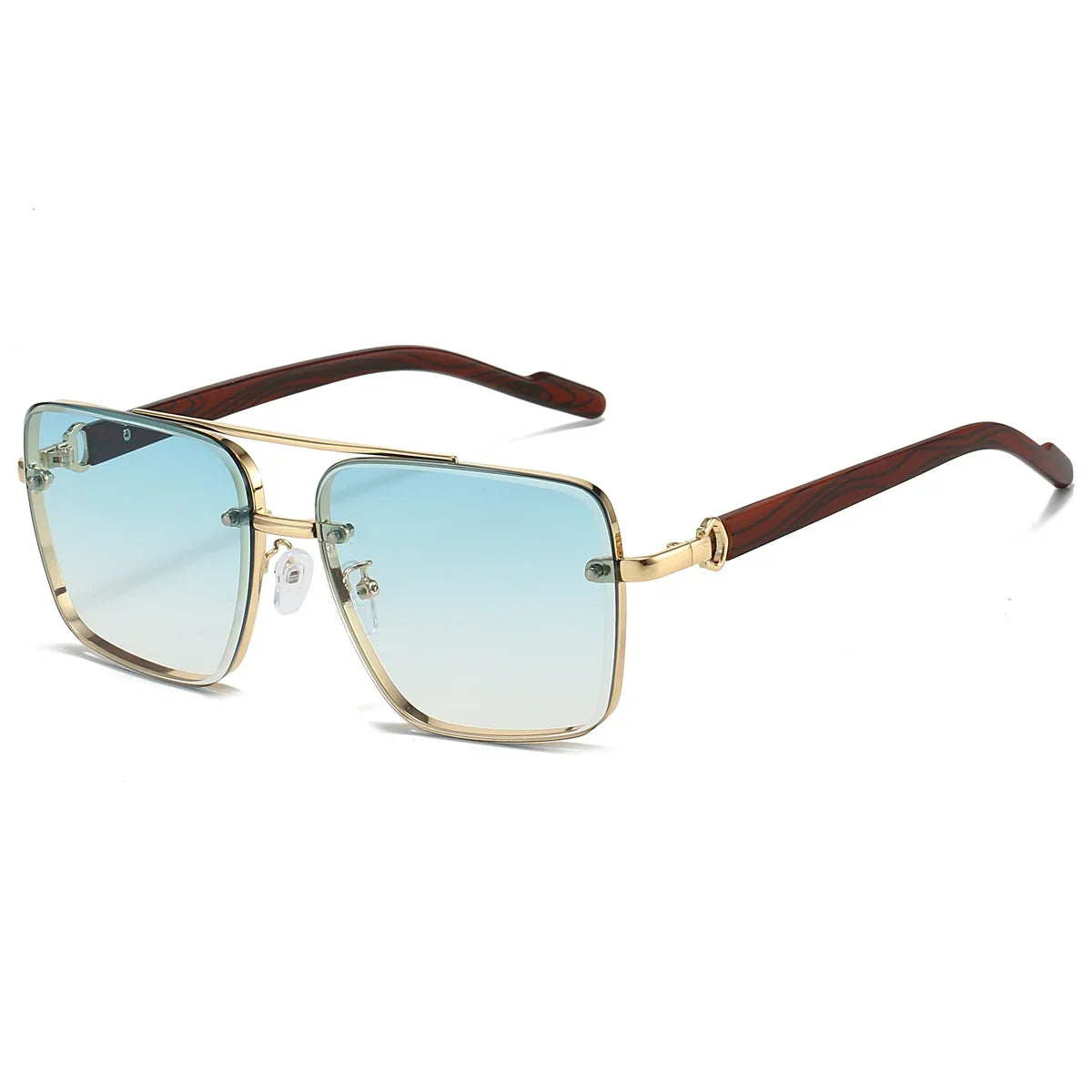 Fashion Retro Square Metal Shades Women's Original Brand Design Driving Sunglasses New Double Bridge Pilot Sun Glasses Qme gradient green
