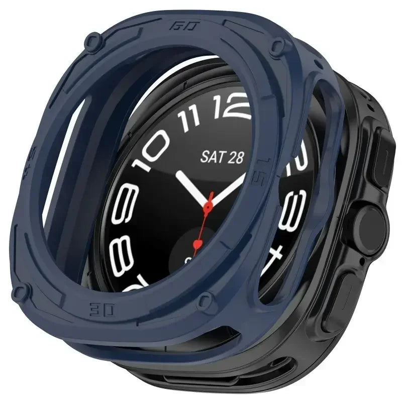 Silicone Case For Samsung Galaxy Watch 7 Ultra 47mm Protective Cover Shell Watch Strap Watch7 TPU Protector Box Accessories Qme Dark Blue Watch7 Ultra 47mm