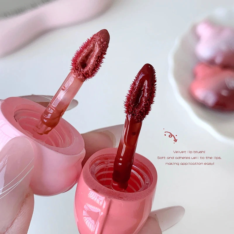 Gege Bear Heart Shape Water Light Lip Llaze Mirror Lipstick Gloss Qme