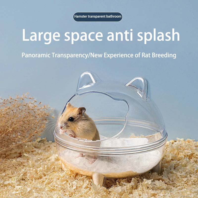 Hamster Transparent Bathroom Small Pet Sand Bath Cage Large Capacity Prevent Splash Bathing Transparent Shower Room Accessories Qme