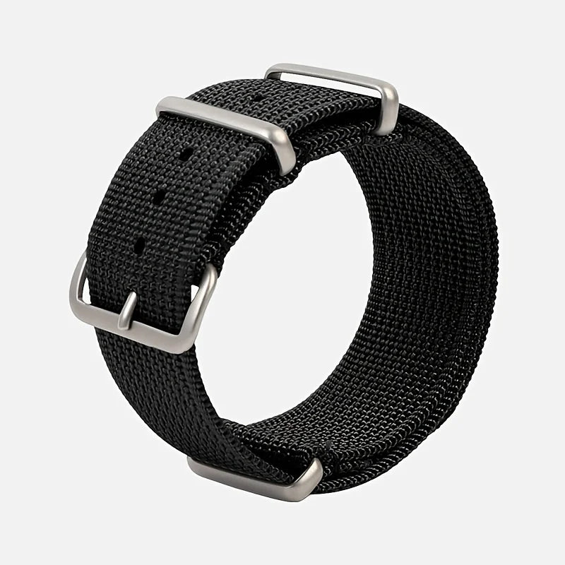 Nylon Watch Strap 22mm Canvas Replacement Watch Band Stainless Steel Buckle Waterproof Sports Wristband For Men Women Watches Qme Black