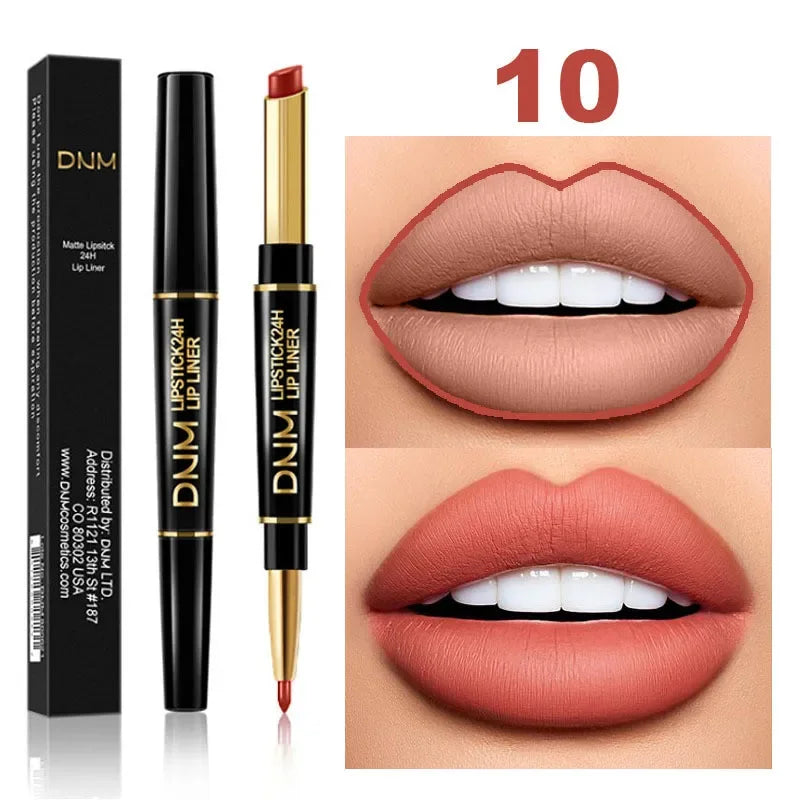 12 Colors 2 In1 Long-lasting Lip Liner Matte Lipsticks Portable Lip Pencil Waterproof Moisturizing Lip Makeup Contour Cosmetics Qme 10