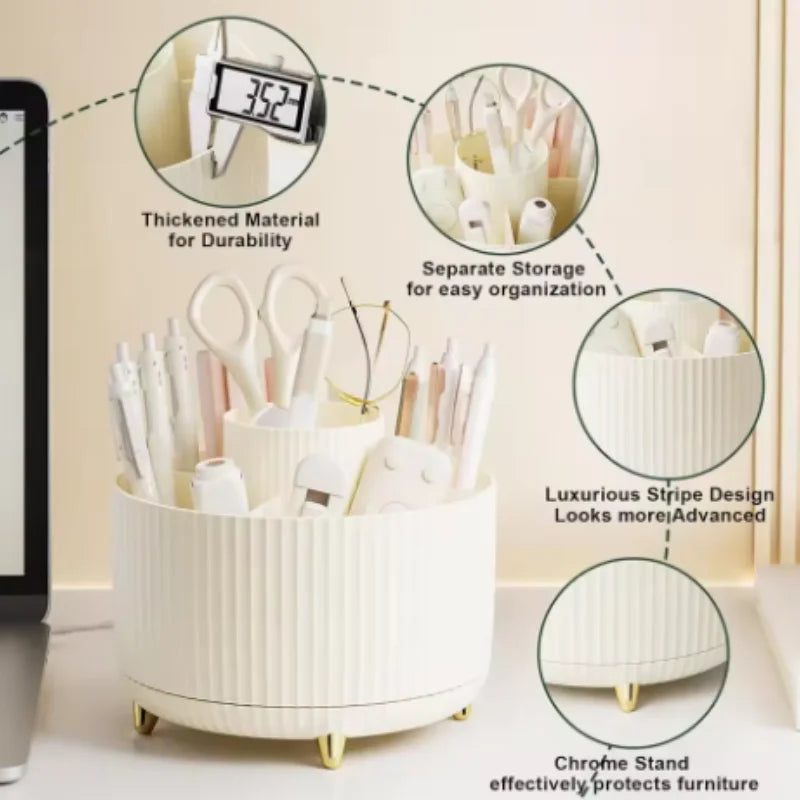 Desktop Rotating Makeup Organizer Cosmetics Storage Box Slot Makeup Versatile Holder for Brushes Office Supplie Bathroom Dresser Qme