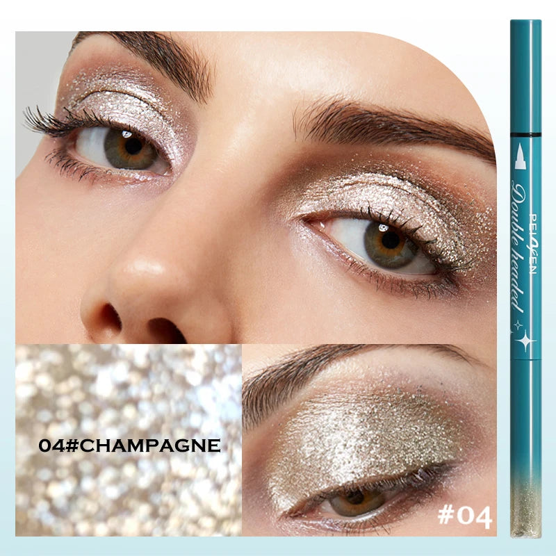 Double Head Waterproof Eyeliner Liquid Pen Lasting Development Not Qme 04CHAMPAGNE