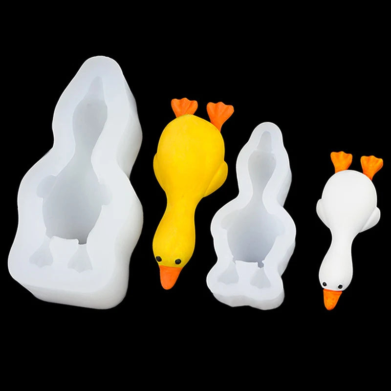 3D Cute Duck Form Silicone Mold DIY Scented Candle Plaster Soap Polymer Clay Resin Mould Handmade Baking Chocolate Cake Mold Qme