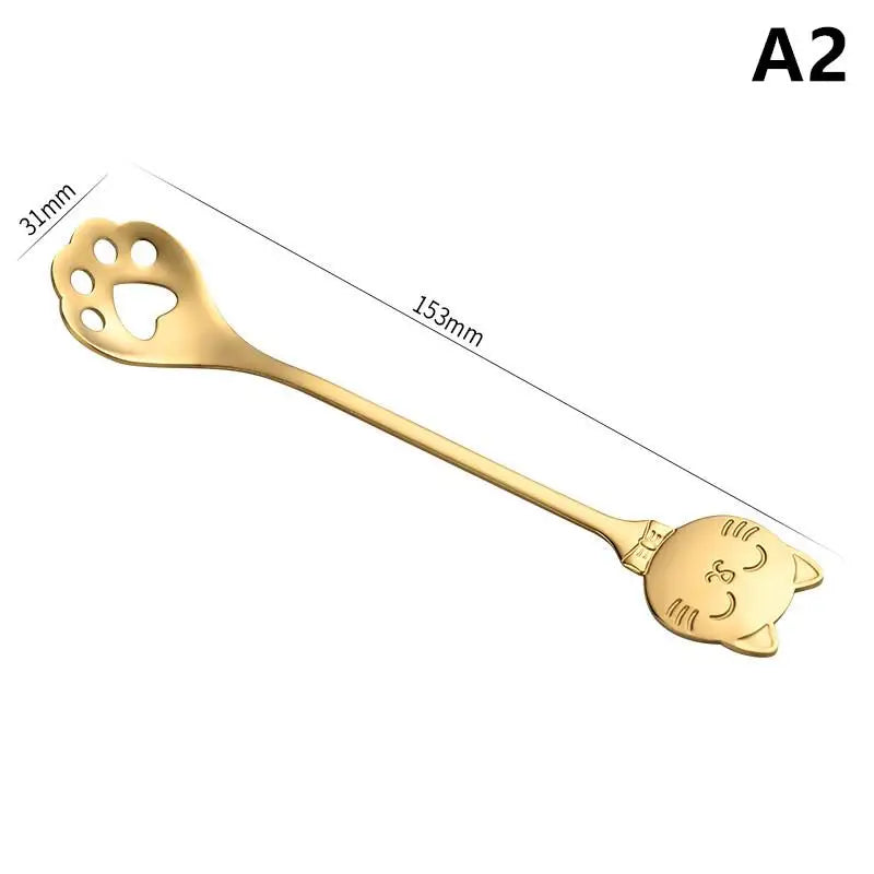 Stainless Steel Cat Claw Coffee Mixing Spoon Creative Ice Cream Cake Qme A2