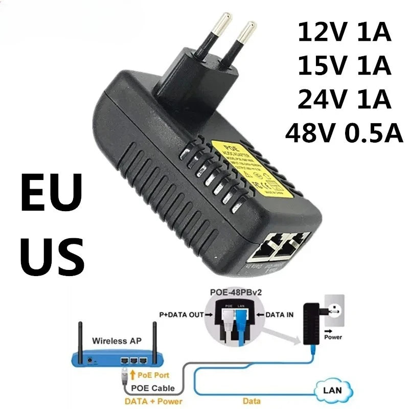 PCS 48V 0.5A Power Adapter for Ethernet/Wireless AP/POE Network Switch Power Supply Qme