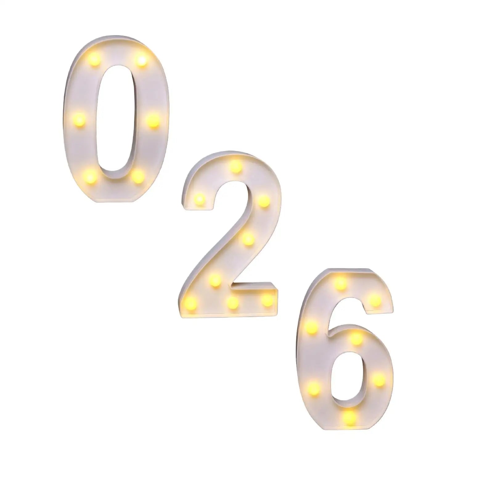 2026 Graduate 22cm LED Luminated Digital Letter Signboard Desktop Ornament Party New Year DIY Light Scene Decorative Props Qme 3pcs One Size