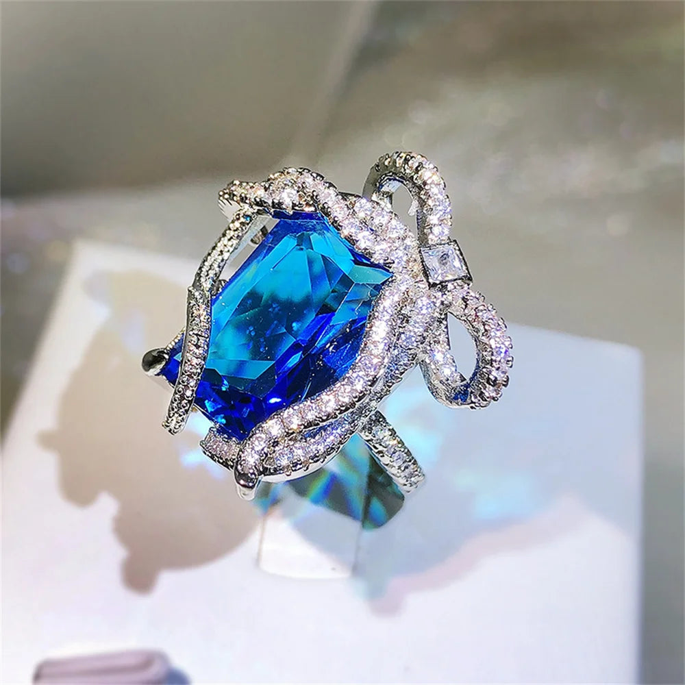 Classic Temperament Shining Pink Sapphire Zircon Open Ring Fashionable Women's Engagement Banquet Jewelry Gift Qme