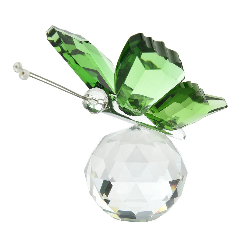 3D Butterfly Crystal Figurine Creative Souvenir Desktop Ornament Home Qme green