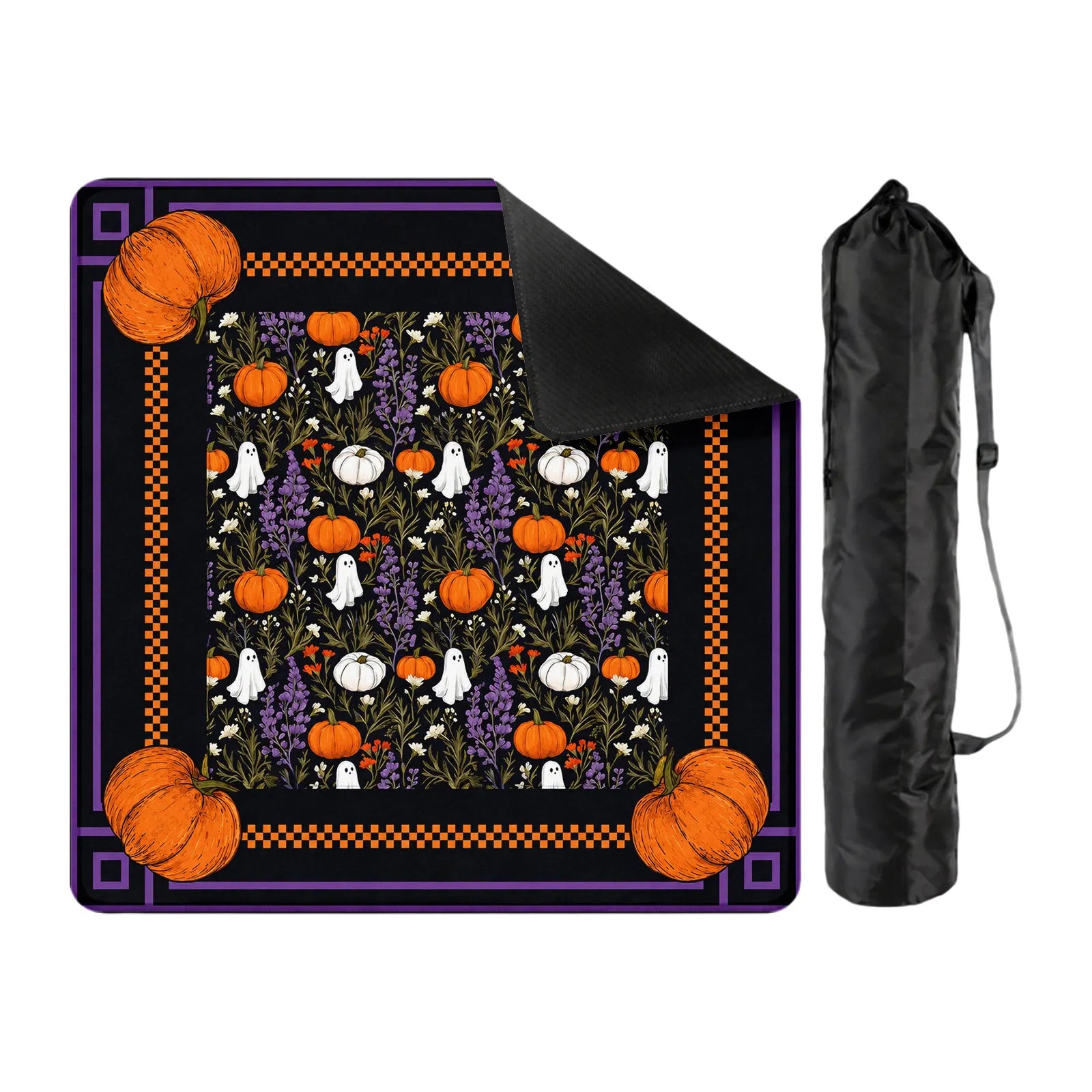 Halloween Pumpkin Ghost Elements Decorative Table Pad for Mahjong Party Home Table Placemat Foldable Durable Multipropose Mat Qme B One Size