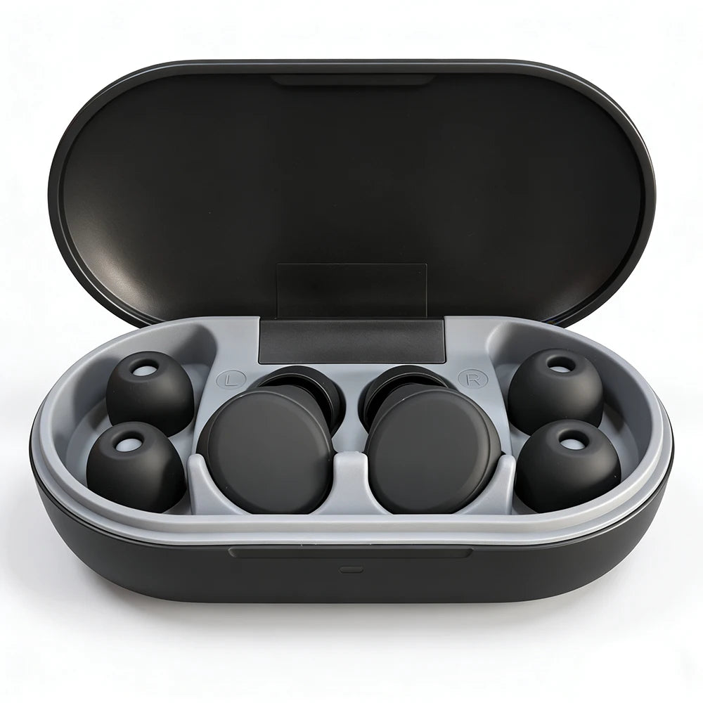 Sleep Earplugs 36dB Noise Cancelling Adjustable Air Pressure Qme black
