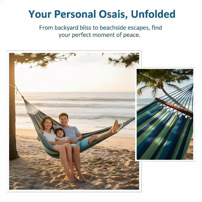 Adult Outdoor Swing Thick Canvas Camping Hammock Easy Carry Store Qme