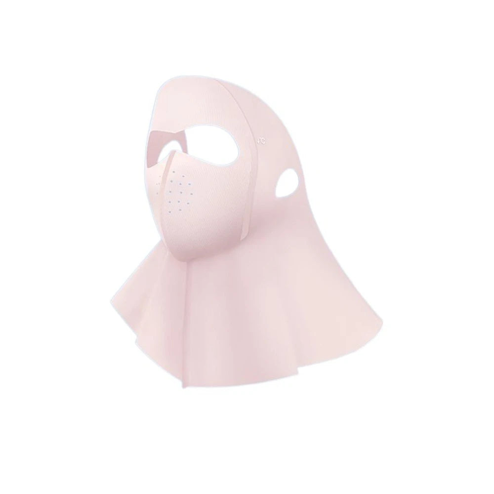 Fashion Summer Full-face Sunscreen Veil Anti UV UPF 50+ Ice Silk Face Qme Pink