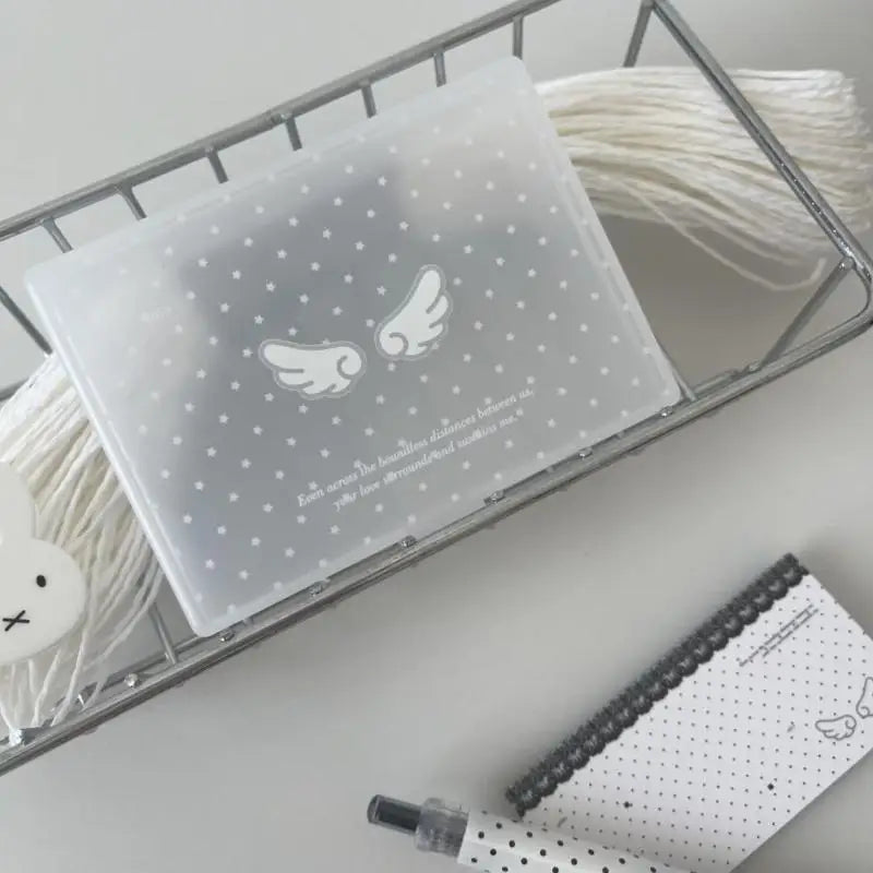 Kpop Photocard Storage Box Korean Frosted Star Polka Dot Wings Design Qme