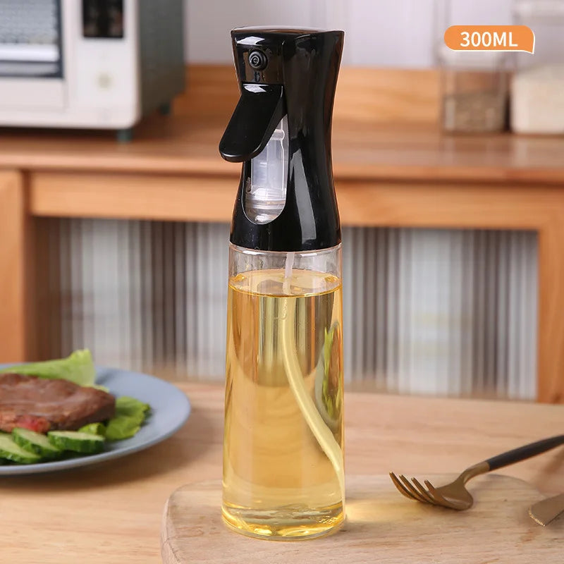 Oil Spray Bottle For Cooking Kitchen Olive Oil Sprayer For Camping BBQ Baking Vinegar Soy Sauce 200ml 300ml Kitchen Accessories Qme Black 300ML