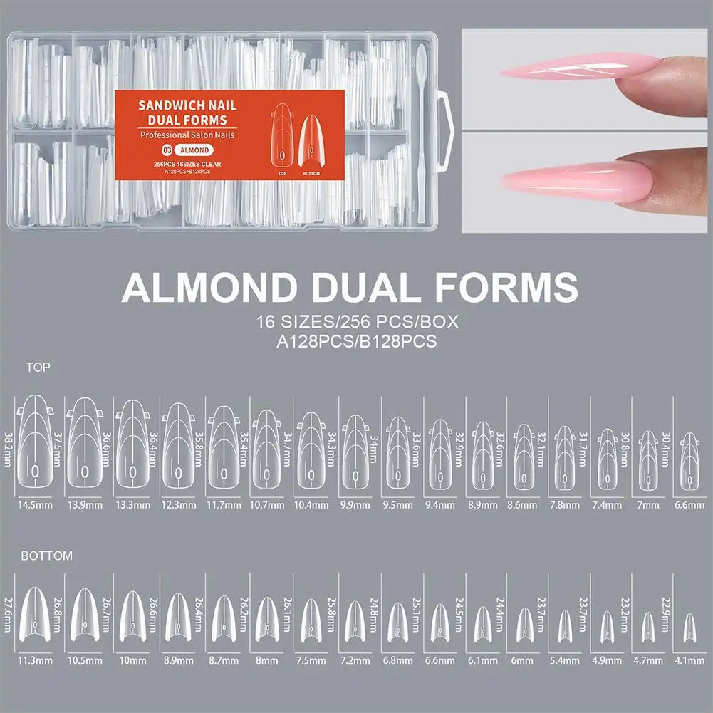 Box Sandwich Nail Dual Form Tips Quickly Building Gel System Full Qme 256pcs-03