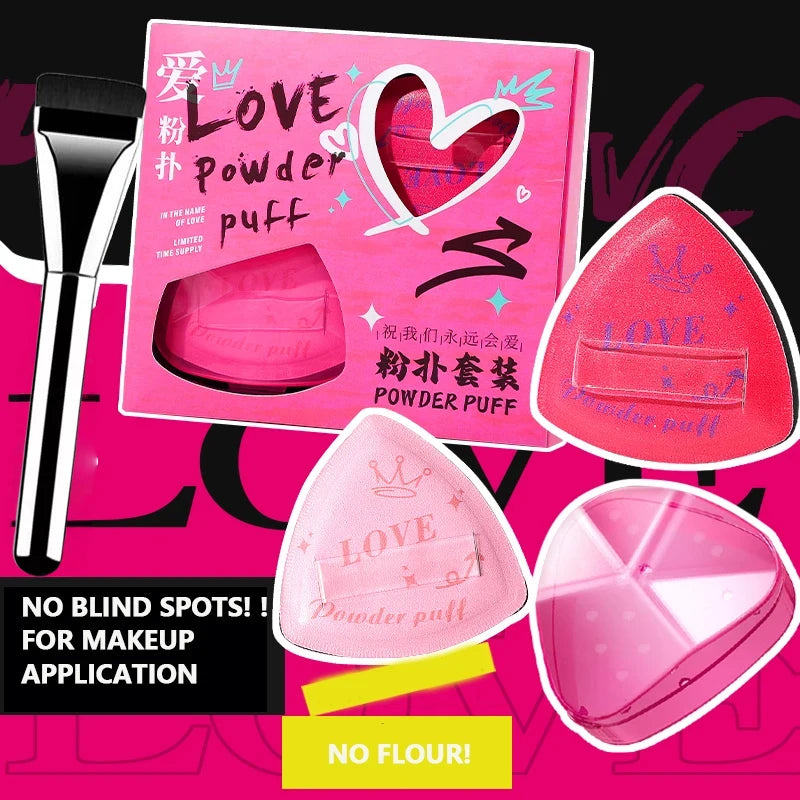 4-piece Pink Powder Puff Graffiti Design Marshmallow Air Cushion Qme