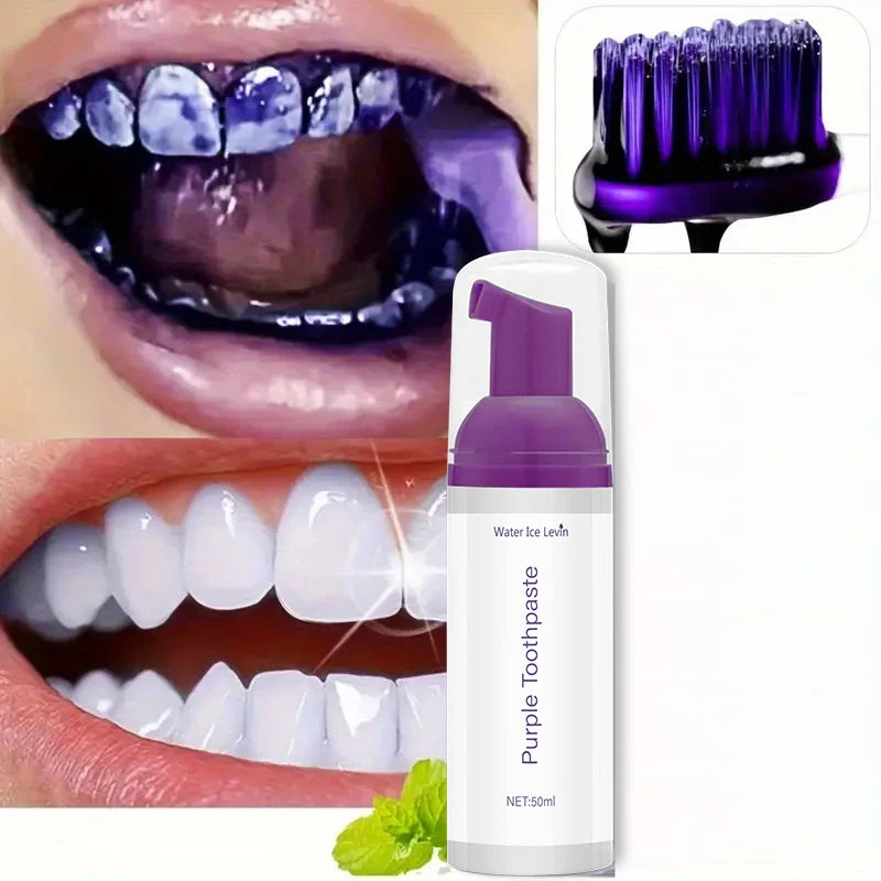 50ml of Purple Toothpaste, Suitable for Both Men and Women, Eliminates the Fear of Tooth Stains or Bad Breath, Confidently Show Off Your White Teeth, Enjoy Fresh Breath during Intimate Moments, Refreshing for Summer Qme
