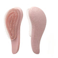 Wheat Straw Detangling Hairbrush Soft Silicone Anti-static Wide Tooth Comb for Scalp Massage Home Daily Salon Hair Grooming Tool Qme 1pc Pink