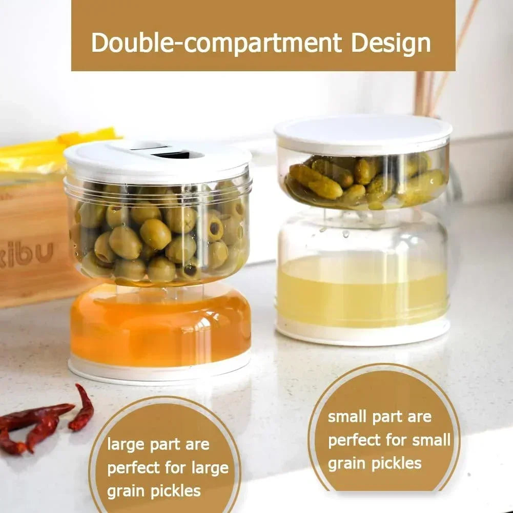 Sealed Jar Pickle Home Wet Dry Separation Flip Container Strainer Qme