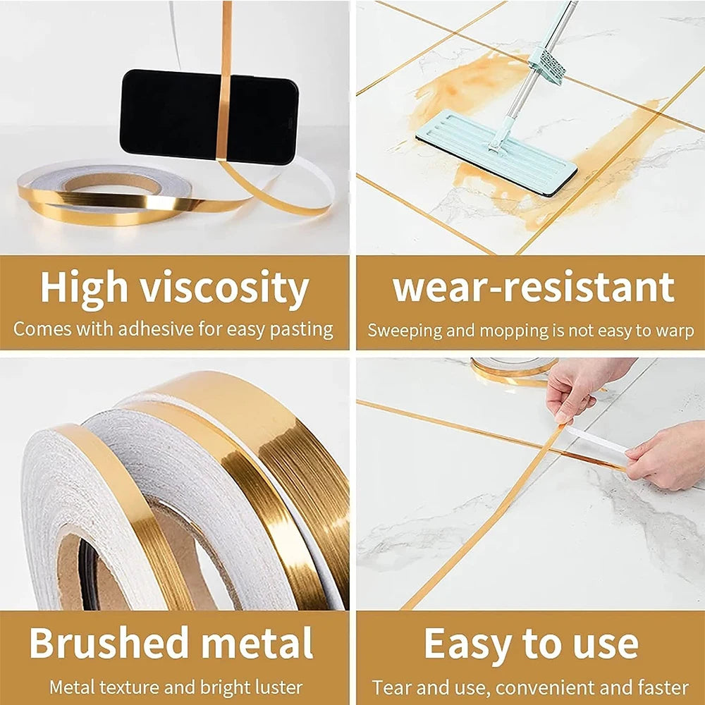 50M Tile Beauty Seam Stickers Tape 0.5/1cm Width Self-Adhesive Floor Waterproof Wall Gap Sealing Foil Decor StripTape for Room Qme