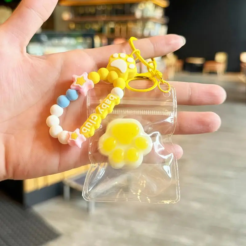 Cat Claw Stress Relief Squeeze Toy Ice Transparent Mini Keychain Cute Qme